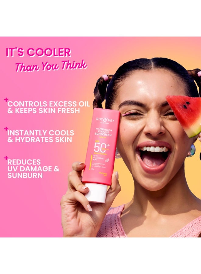 Dot & Key Watermelon Hyaluronic Cooling Sunscreen In-Vivo Tested SPF 50 PA+++| For Moisturized Skin | UV + Blue Light Protection| Lightweight | No White Cast | Boosts Vitamin D Absorption I Quick Absorbing | 30g - Image 2